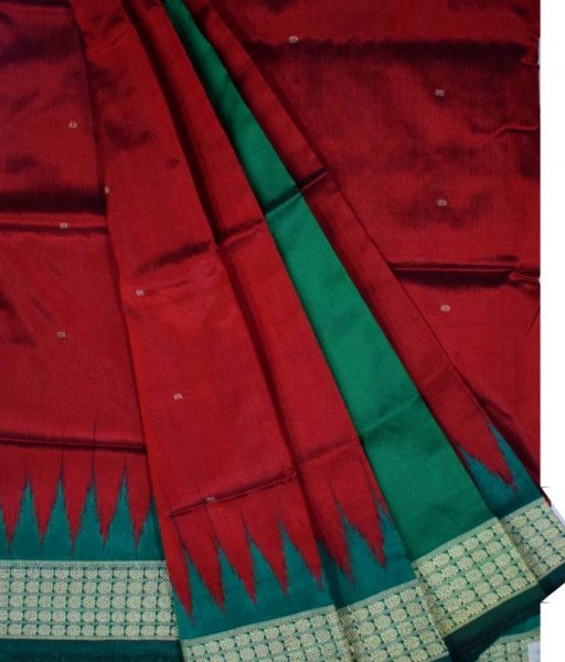 Maroon bomkai Silk Saree